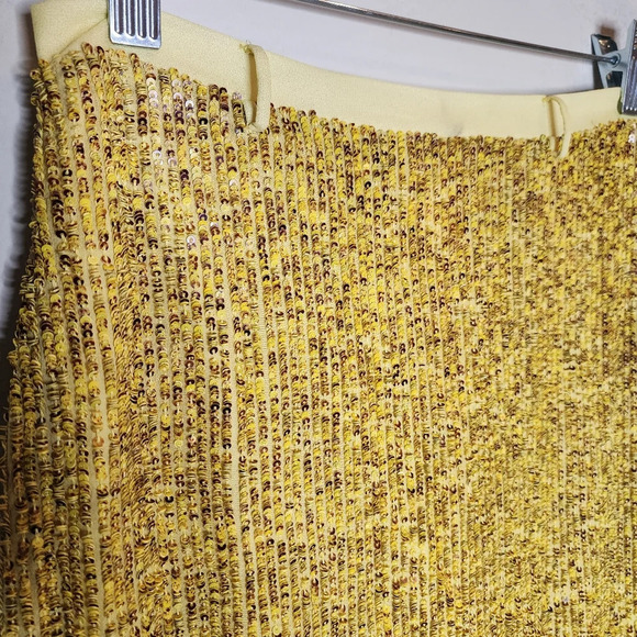 NWT Robert Rodriguez Yellow Citron Sequin Pencil Skirt women's size 0 - Picture 15 of 17